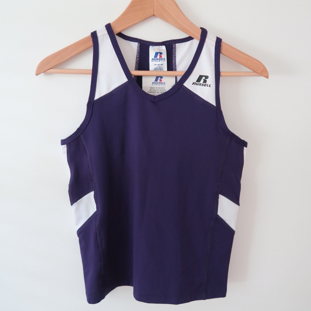🆕 RUSSELL - Athletic purple white tank top M, NEW